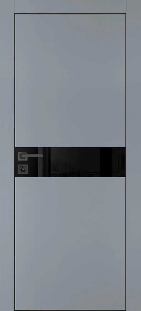 Фото Межкомнатная дверь PX-13 черная кромка с 4-х ст. Серый матовый